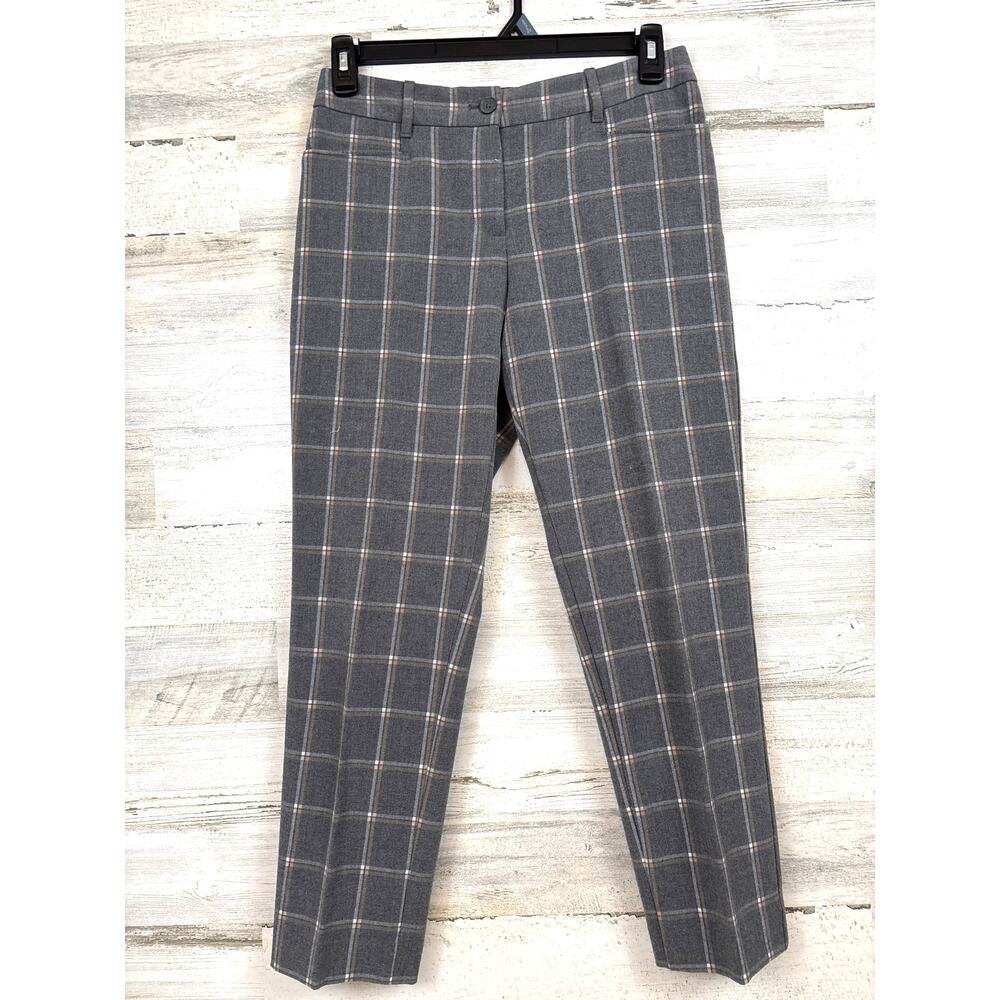 Talbots Gray Plaid Ankle Trouser Pants Womens 6 Petite Workwear Chic